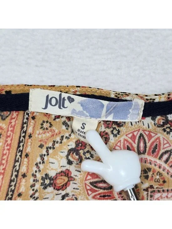 Jolt S Womens Paisley Crochet Trim Open Long Cardigan Boho - Picture 2 of 4